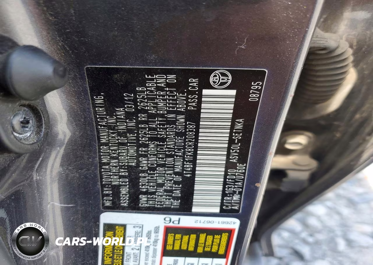 2012 Toyota Camry Le VIN:4T4BF1FK8CR208387 - 12