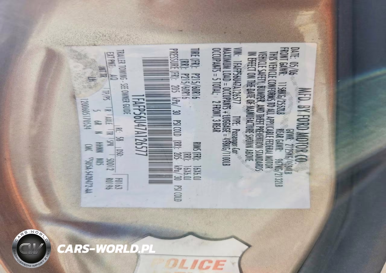 2007 Ford Taurus Sel VIN:1FAFP56U47A126577 - 12