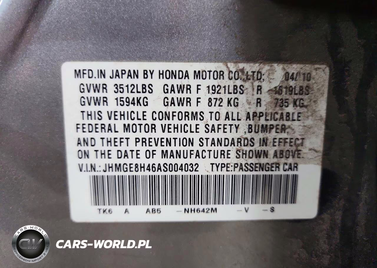 2010 Honda Fit Sport VIN:JHMGE8H46AS004032 - 12