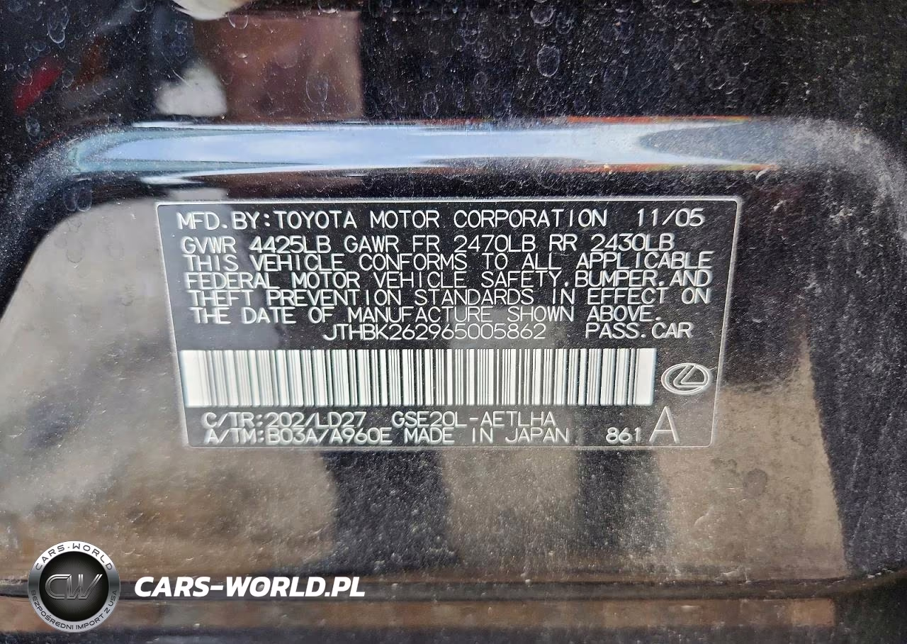 2006 Lexus Is 250 VIN:JTHBK262965005862 - 12