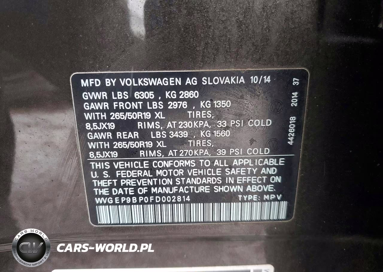 2015 Volkswagen Touareg V6 Tdi VIN:WVGEP9BP0FD002814 - 25