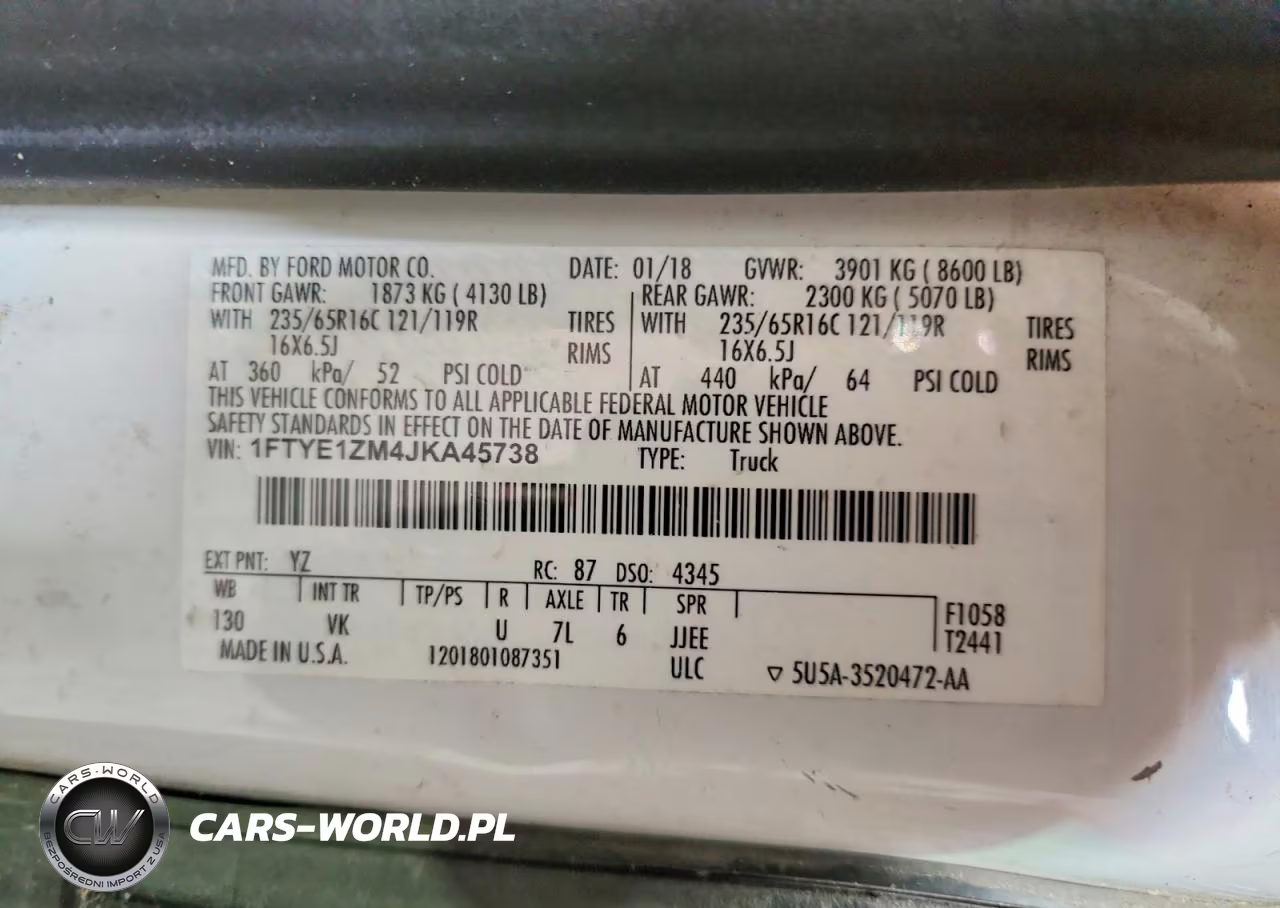 2018 Ford Transit T-150 VIN:1FTYE1ZM4JKA45738 - 14