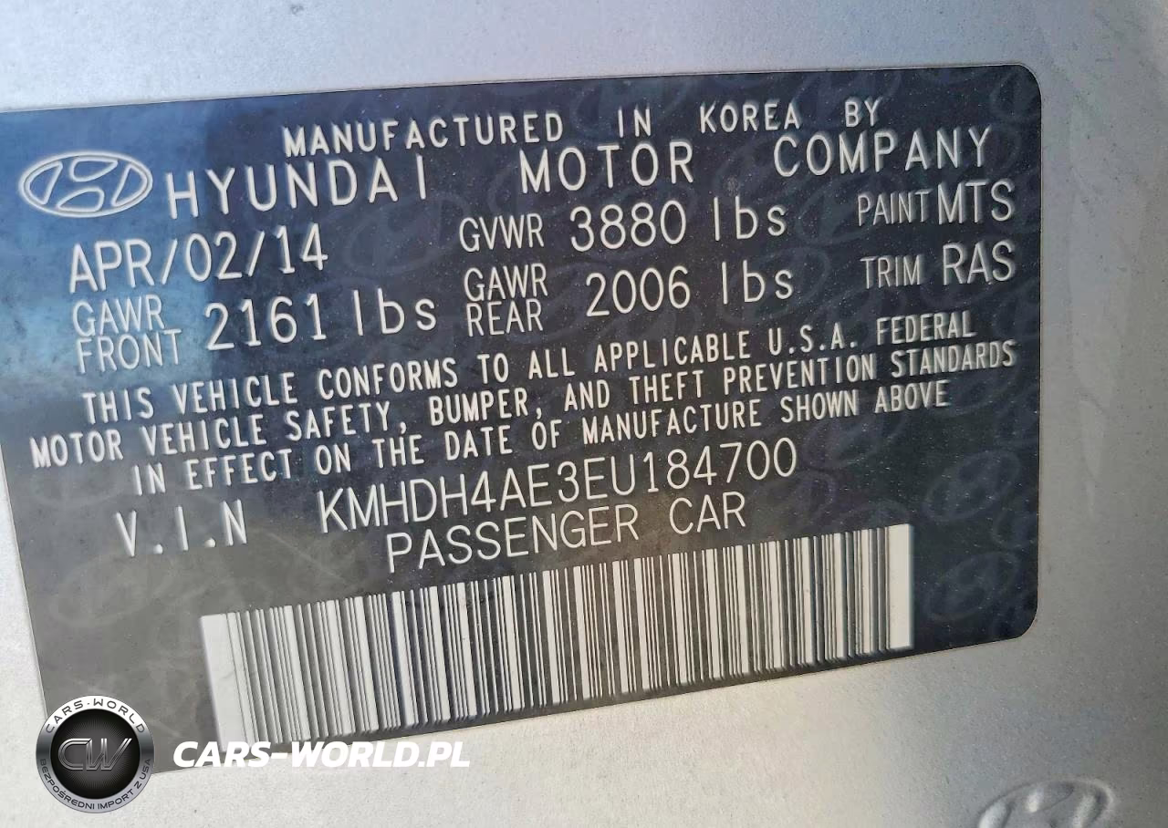 2014 Hyundai Elantra Se VIN:KMHDH4AE3EU184700 - 12