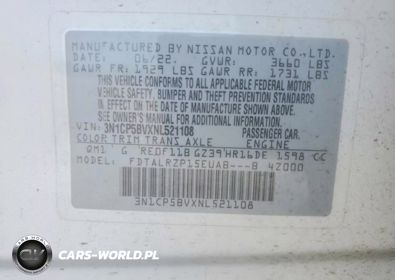 2022 Nissan Kicks S VIN:3N1CP5BVXNL521108 - 14