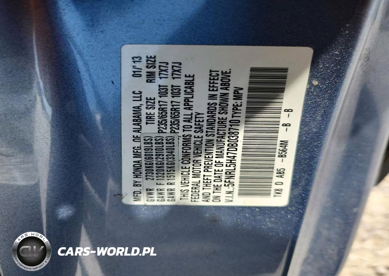 2013 Honda Odyssey Ex VIN:5FNRL5H47DB038710 - 12