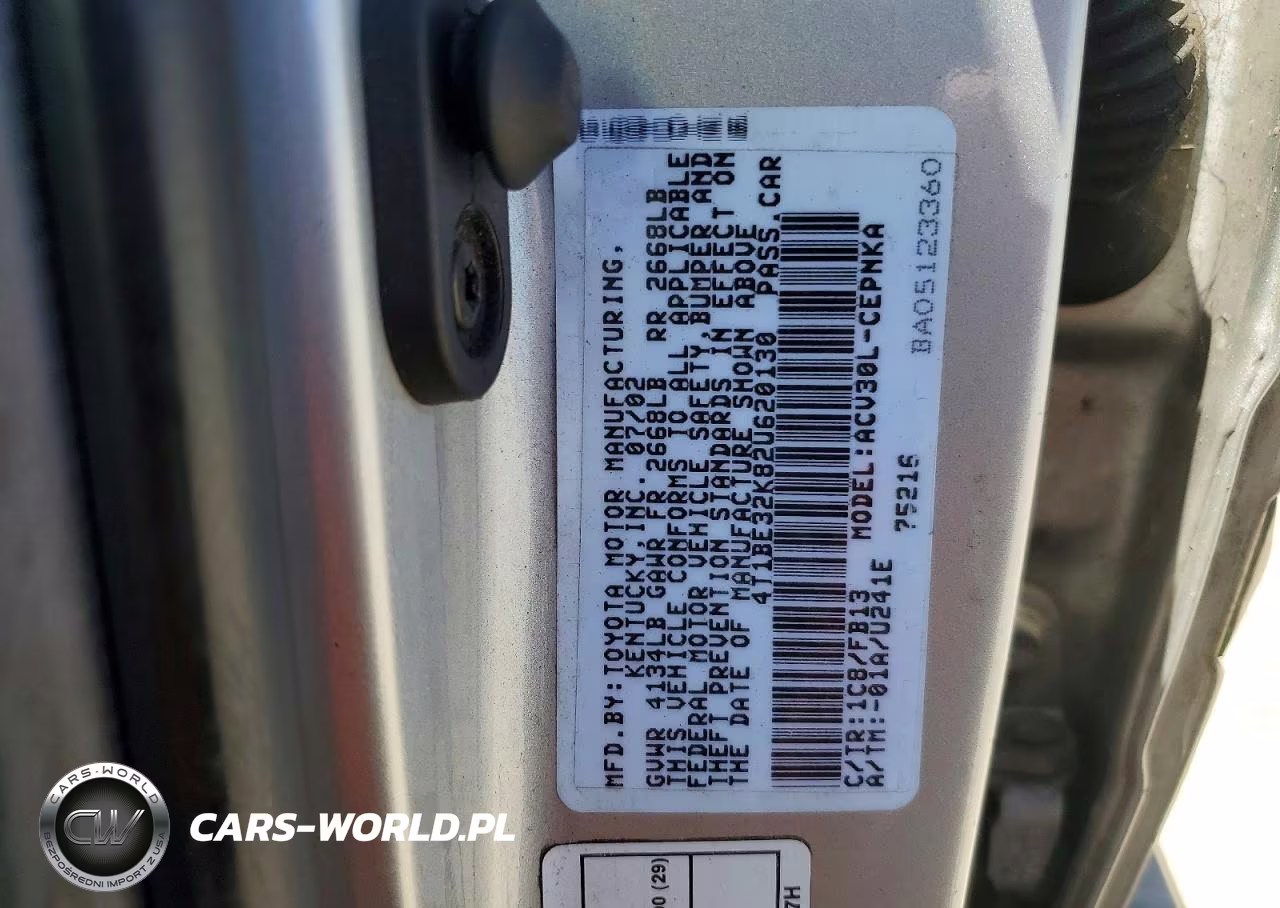 2002 Toyota Camry Le VIN:4T1BE32K82U620130 - 12