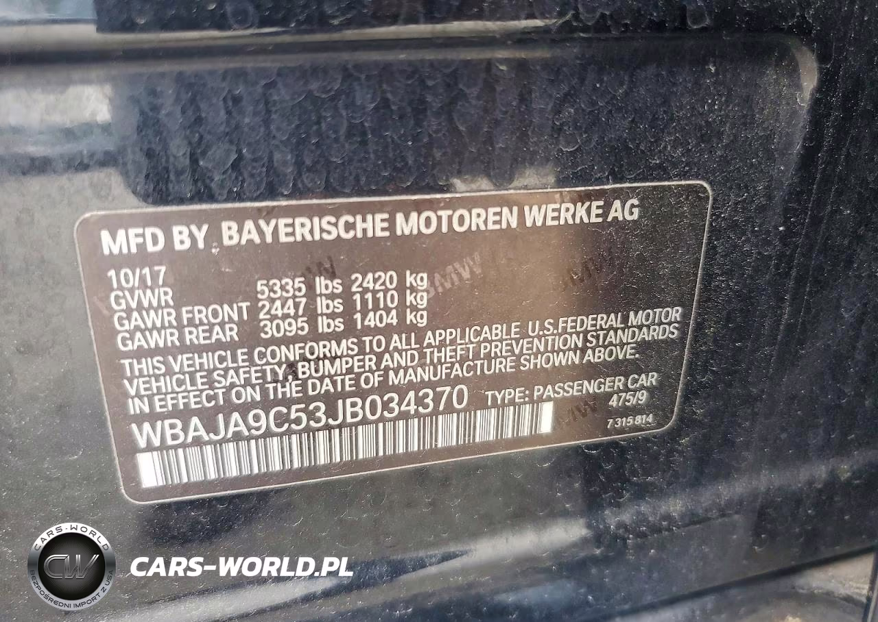 2018 BMW 530E VIN:WBAJA9C53JB034370 - 12