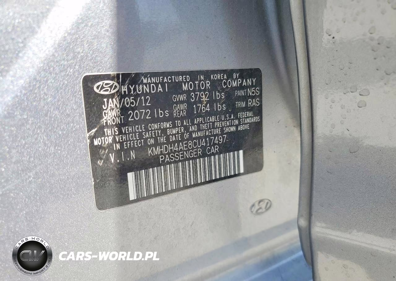 2012 Hyundai Elantra Gls VIN:KMHDH4AE8CU417497 - 13