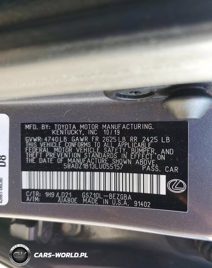 2020 Lexus Es 350 VIN:58ADZ1B13LU055157 - 12