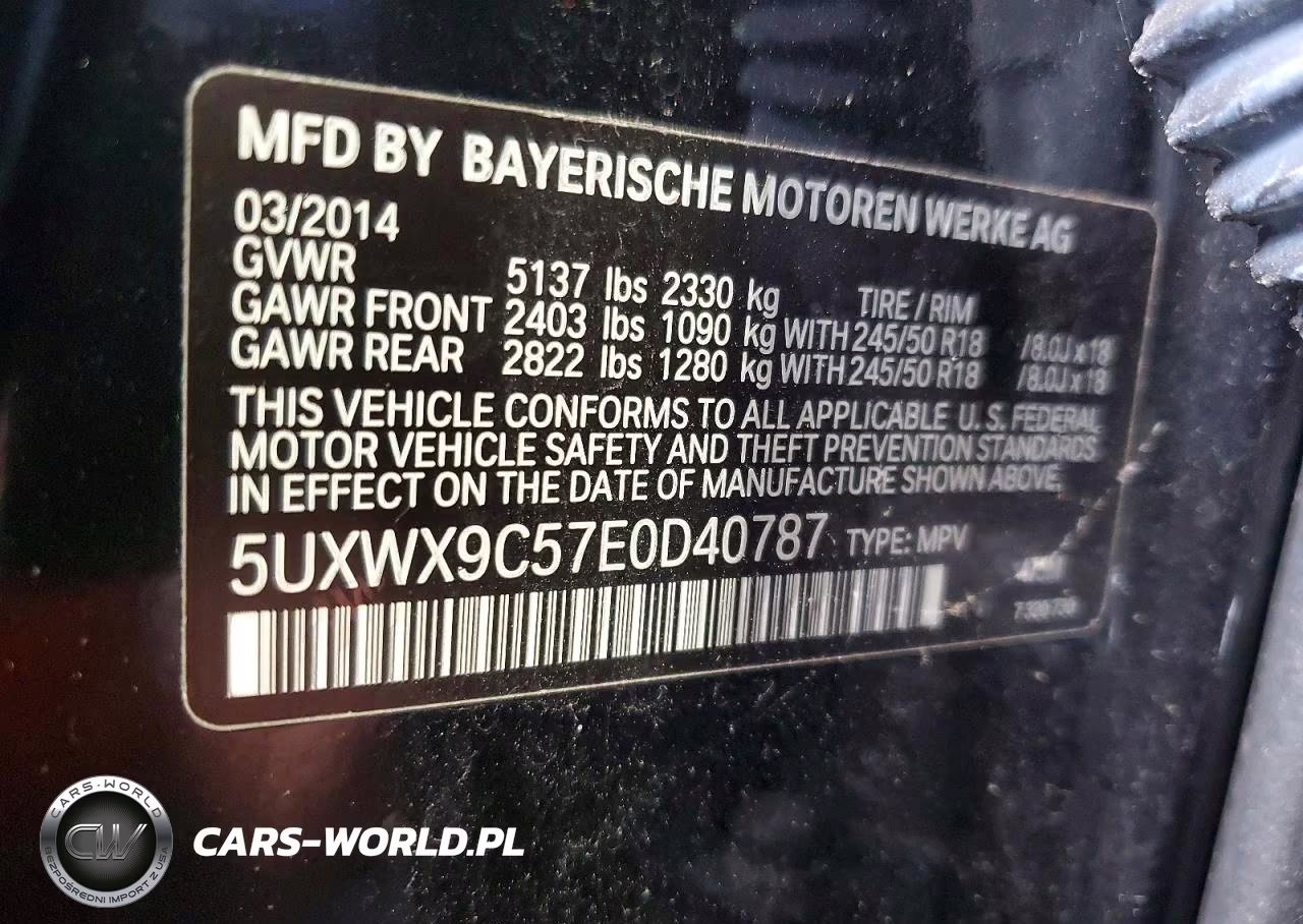 2014 BMW X3 xDrive28I VIN:5UXWX9C57E0D40787 - 13