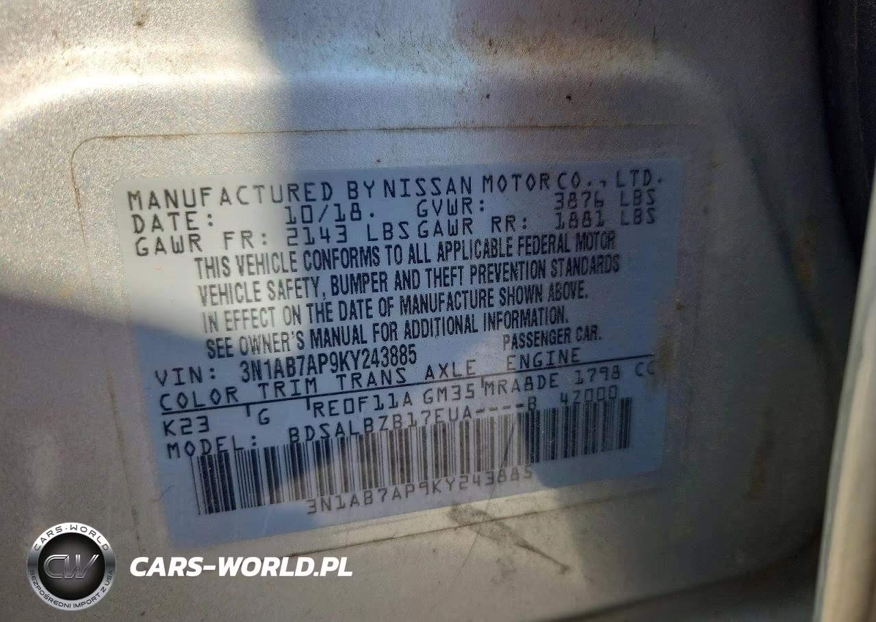 2019 Nissan Sentra S VIN:3N1AB7AP9KY243885 - 12