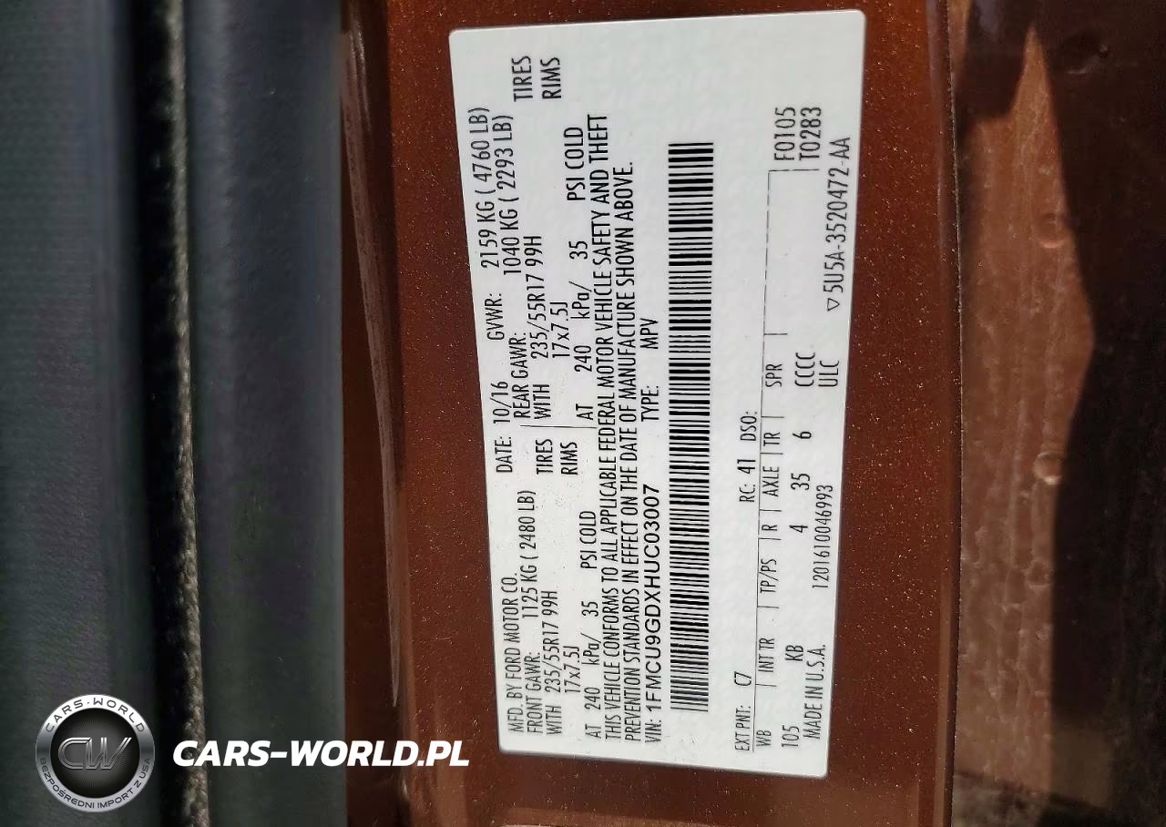 2017 Ford Escape Se VIN:1FMCU9GDXHUC03007 - 13