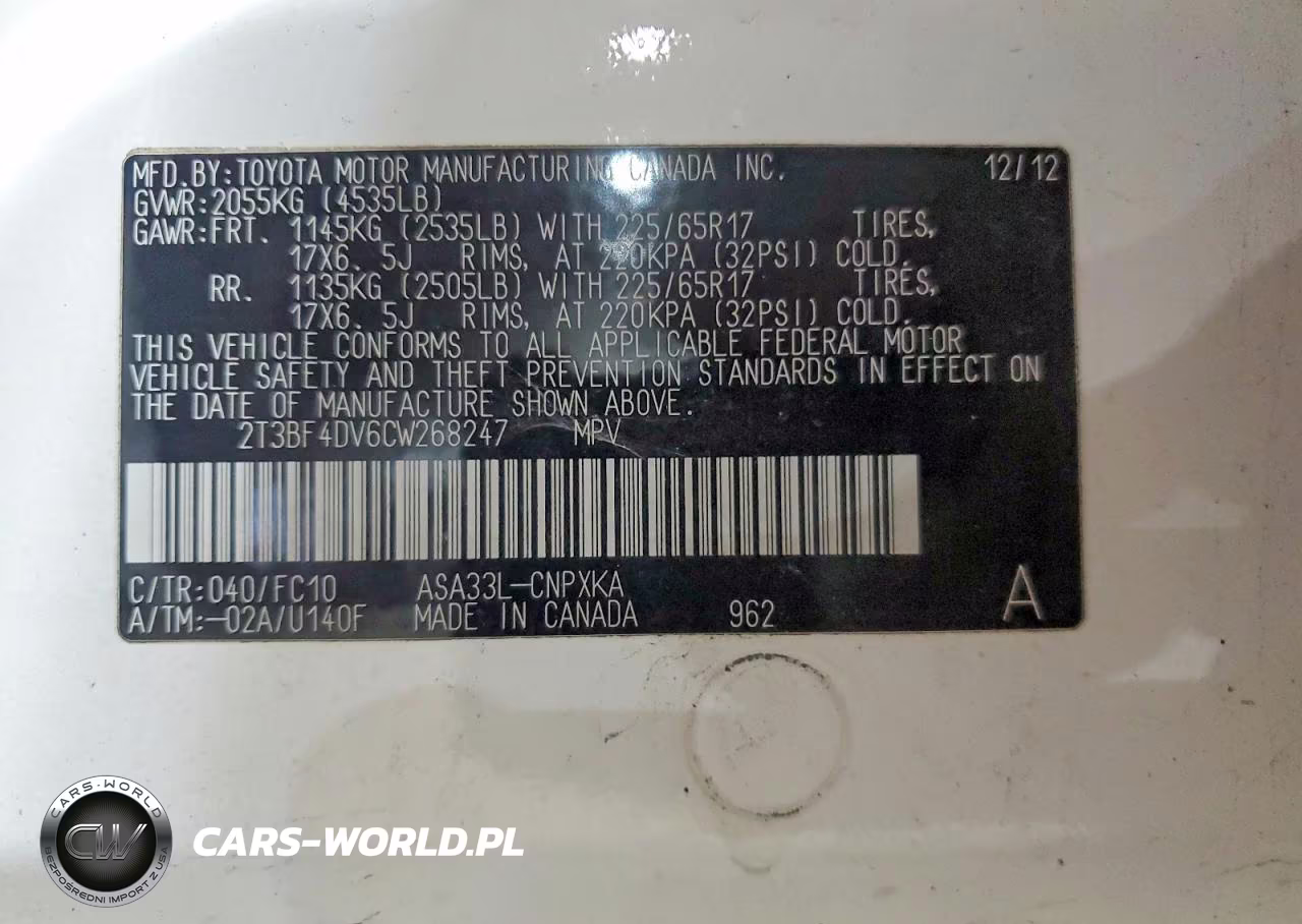 2012 Toyota Rav4 Base VIN:2T3BF4DV6CW268247 - 14