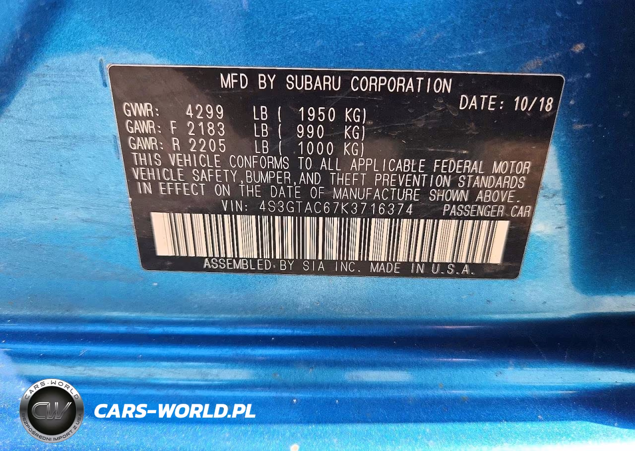 2019 Subaru Impreza Premium VIN:4S3GTAC67K3716374 - 12
