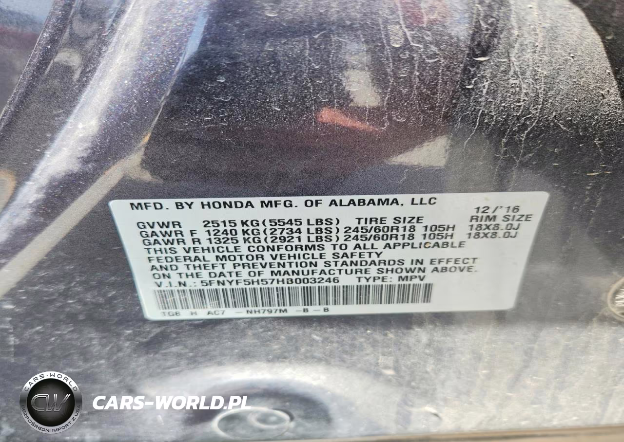 2017 Honda Pilot Exl VIN:5FNYF5H57HB003246 - 13
