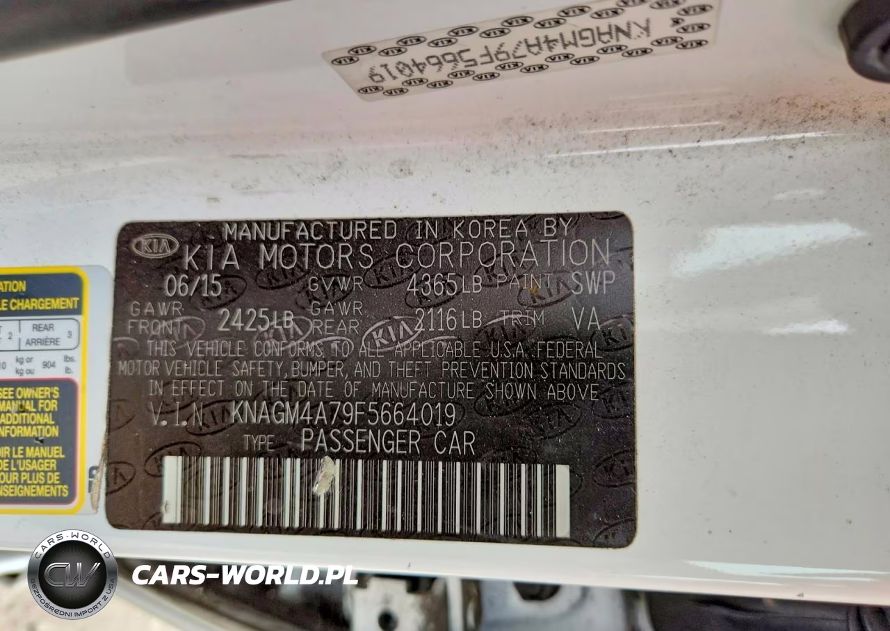 2015 Kia Optima Lx VIN:KNAGM4A79F5664019 - 12