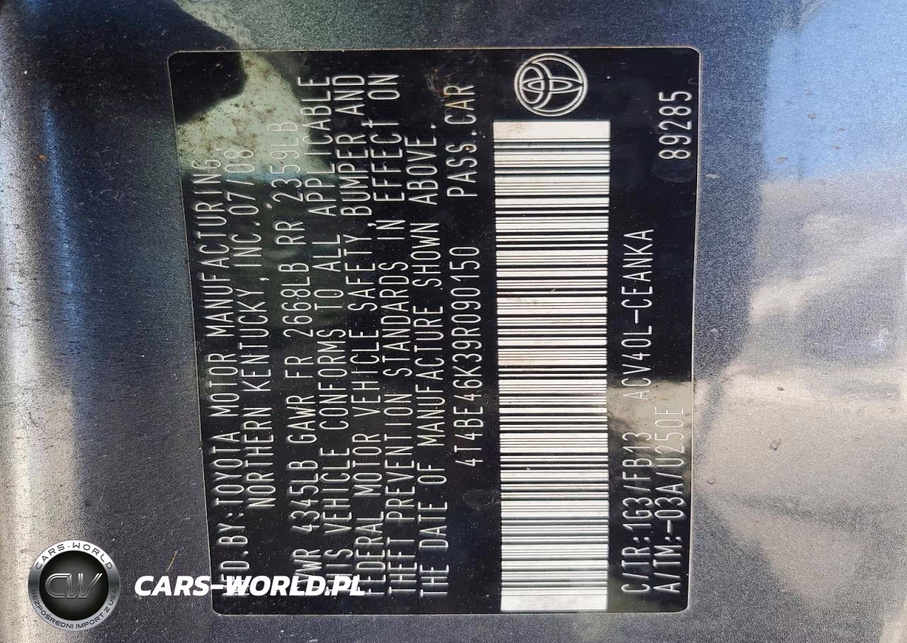 2009 Toyota Camry Le VIN:4T4BE46K39R090150 - 12