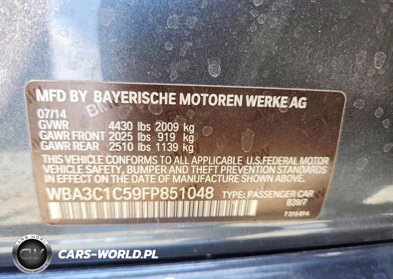 2015 BMW 328 I Sulev VIN:WBA3C1C59FP851048 - 13