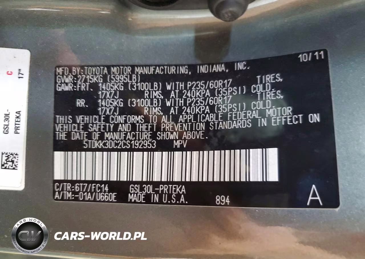 2012 Toyota Sienna Le VIN:5TDKK3DC2CS192953 - 14