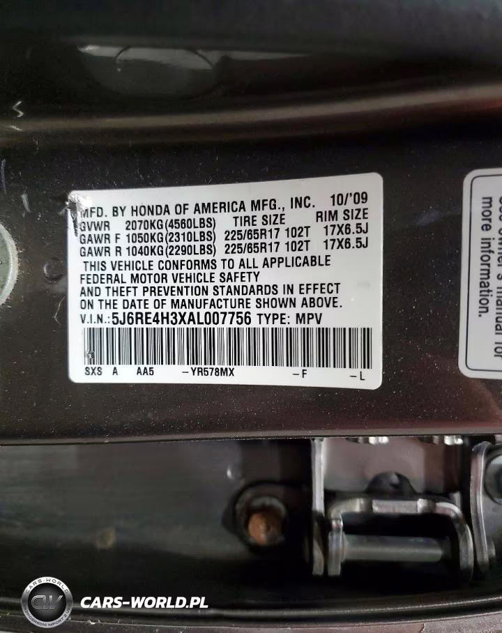 2010 Honda Cr-V Lx VIN:5J6RE4H3XAL007756 - 13