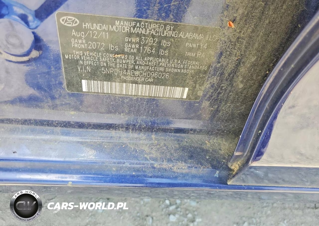 2012 Hyundai Elantra Gls VIN:5NPDH4AE8CH096026 - 12