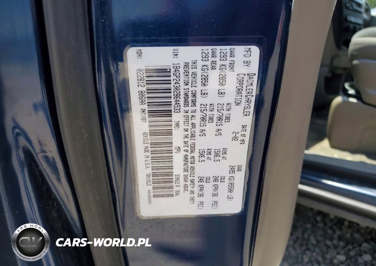 2002 Dodge Grand Caravan Se VIN:1B4GP24302B644533 - 13
