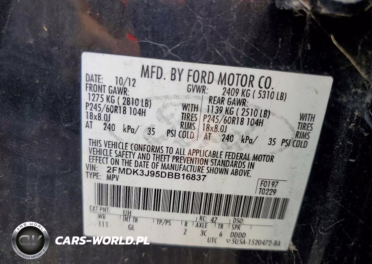 2013 Ford Edge Sel VIN:2FMDK3J95DBB16837 - 13