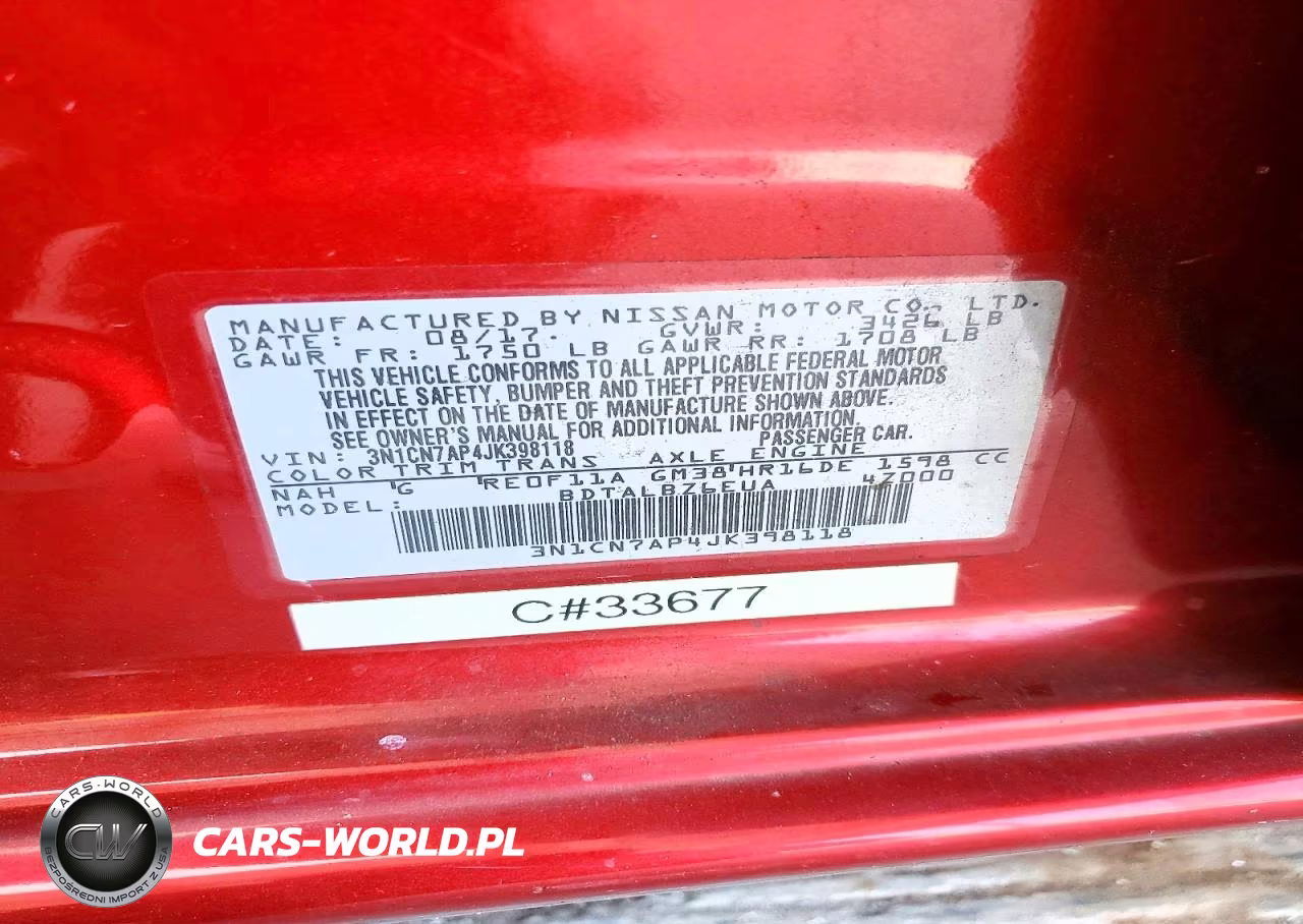 2018 Nissan Versa Sv VIN:3N1CN7AP4JK398118 - 12