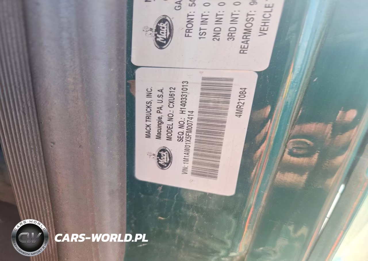2015 Mack Cxu612 Semi Truck VIN:1M1AW01X5FM007414 - 10