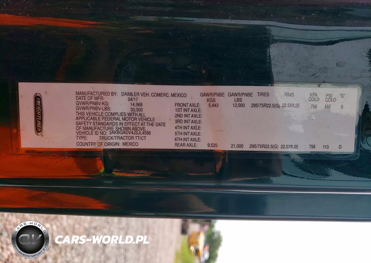 2018 Freightliner Cascadia 113 VIN:3AKBGADV4JSJL4586 - 10