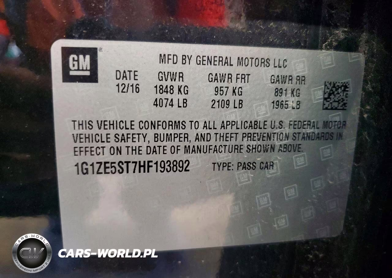 2017 Chevrolet Malibu Lt VIN:1G1ZE5ST7HF193892 - 12