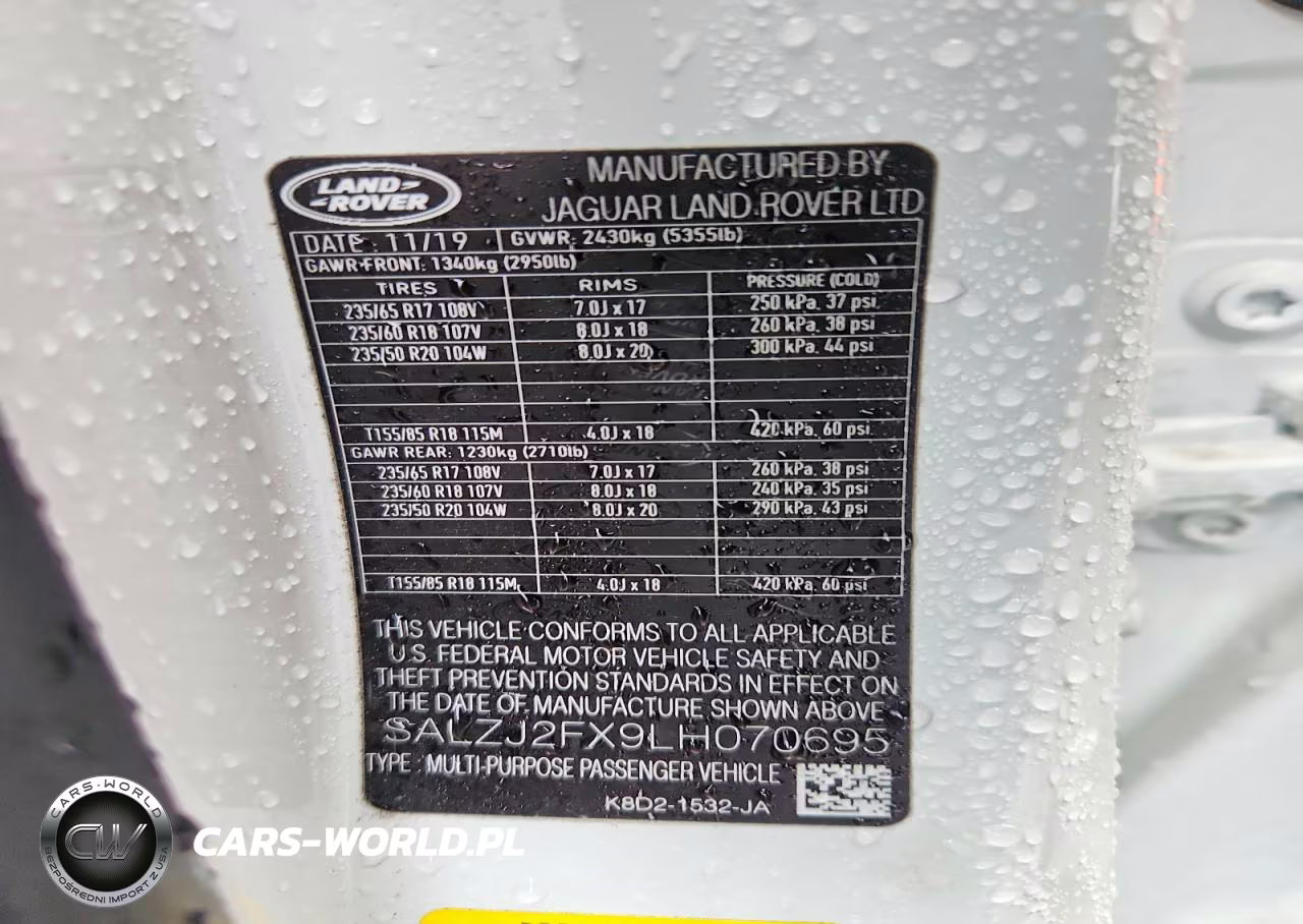 2020 Land Rover Range Rover Evoque S VIN:SALZJ2FX9LH070695 - 13