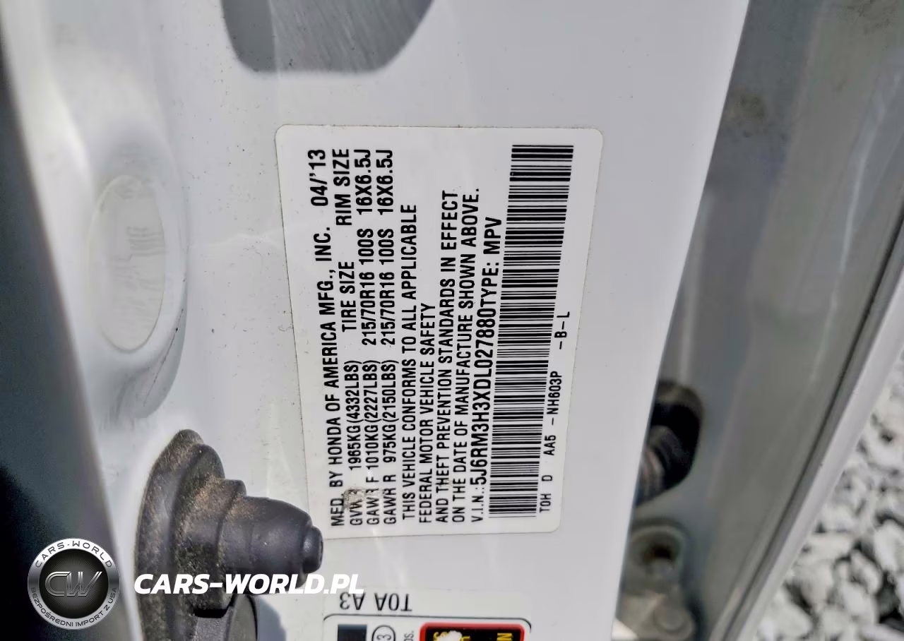2013 Honda Cr-V Lx VIN:5J6RM3H3XDL027880 - 13