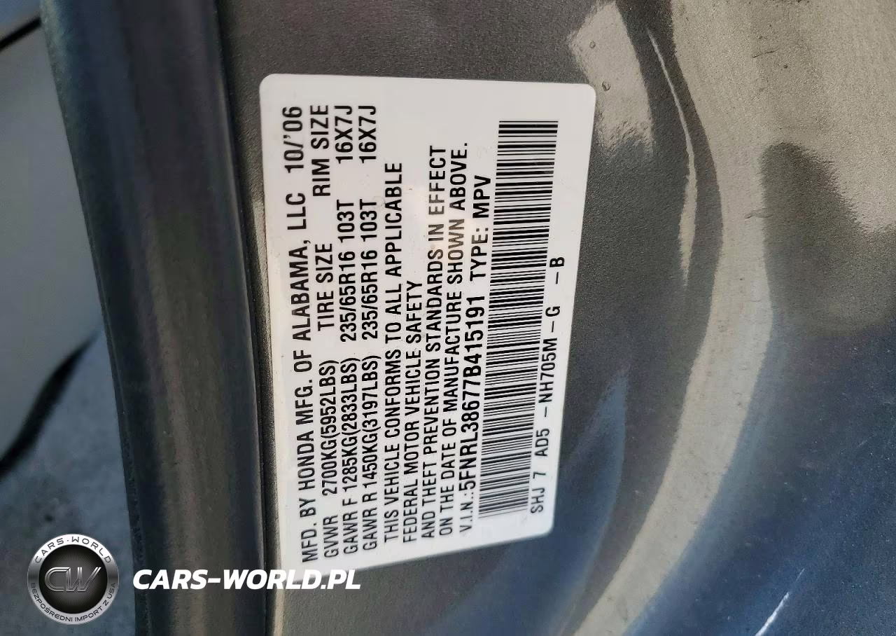 2007 Honda Odyssey Exl VIN:5FNRL38677B415191 - 13