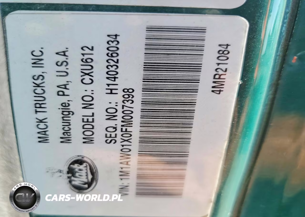 2015 Mack Cxu612 Semi Truck VIN:1M1AW01X0FM007398 - 11