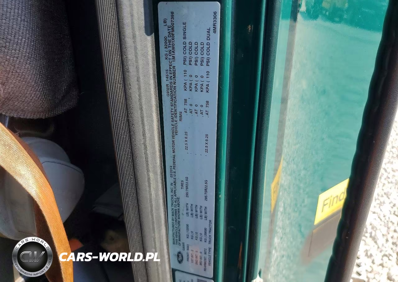2015 Mack Cxu612 Semi Truck VIN:1M1AW01X0FM007398 - 12