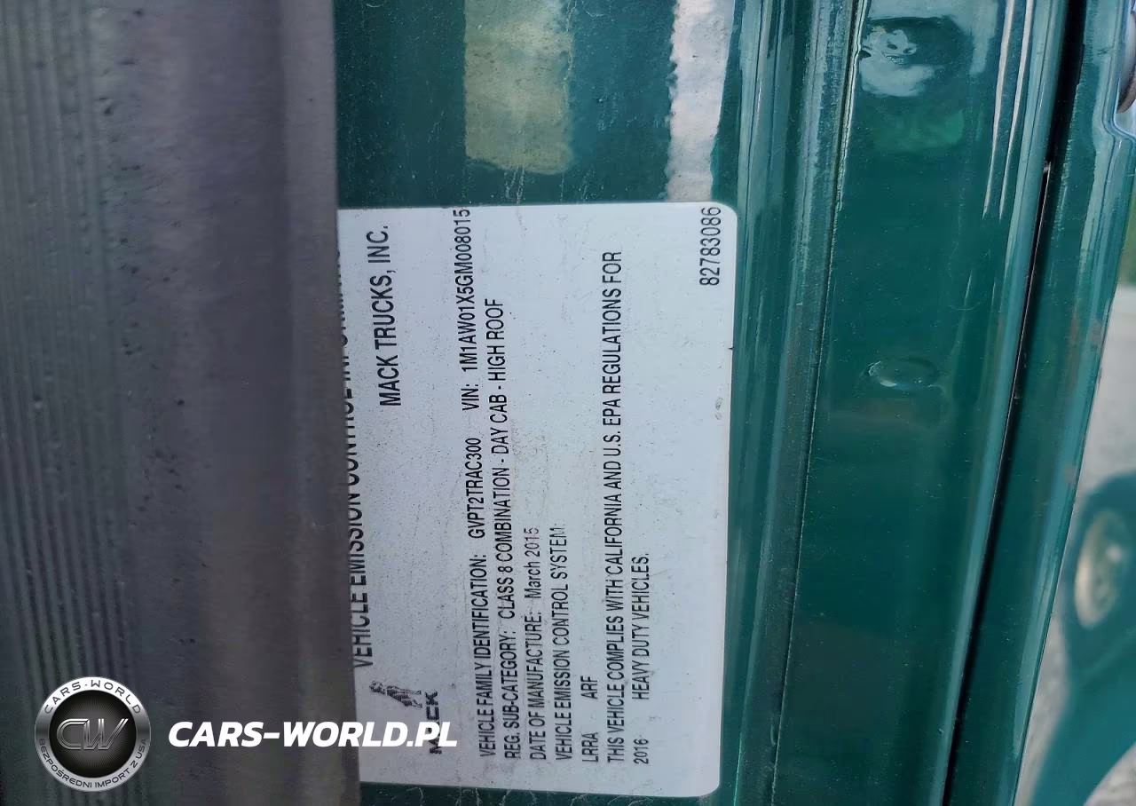 2016 Mack Cxu612 Semi Truck VIN:1M1AW01X5GM008015 - 10