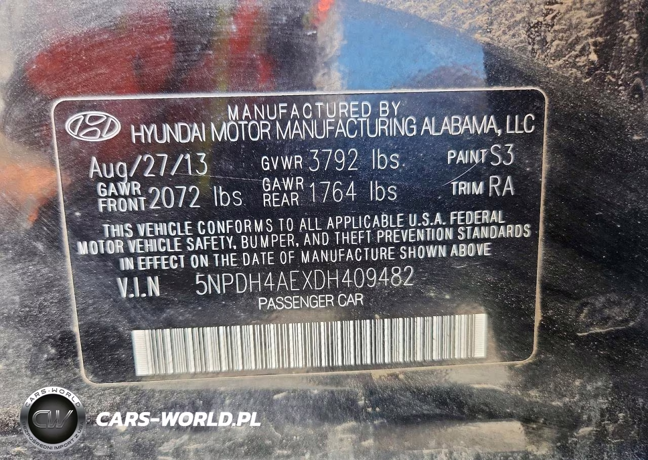 2013 Hyundai Elantra Gls VIN:5NPDH4AEXDH409482 - 13