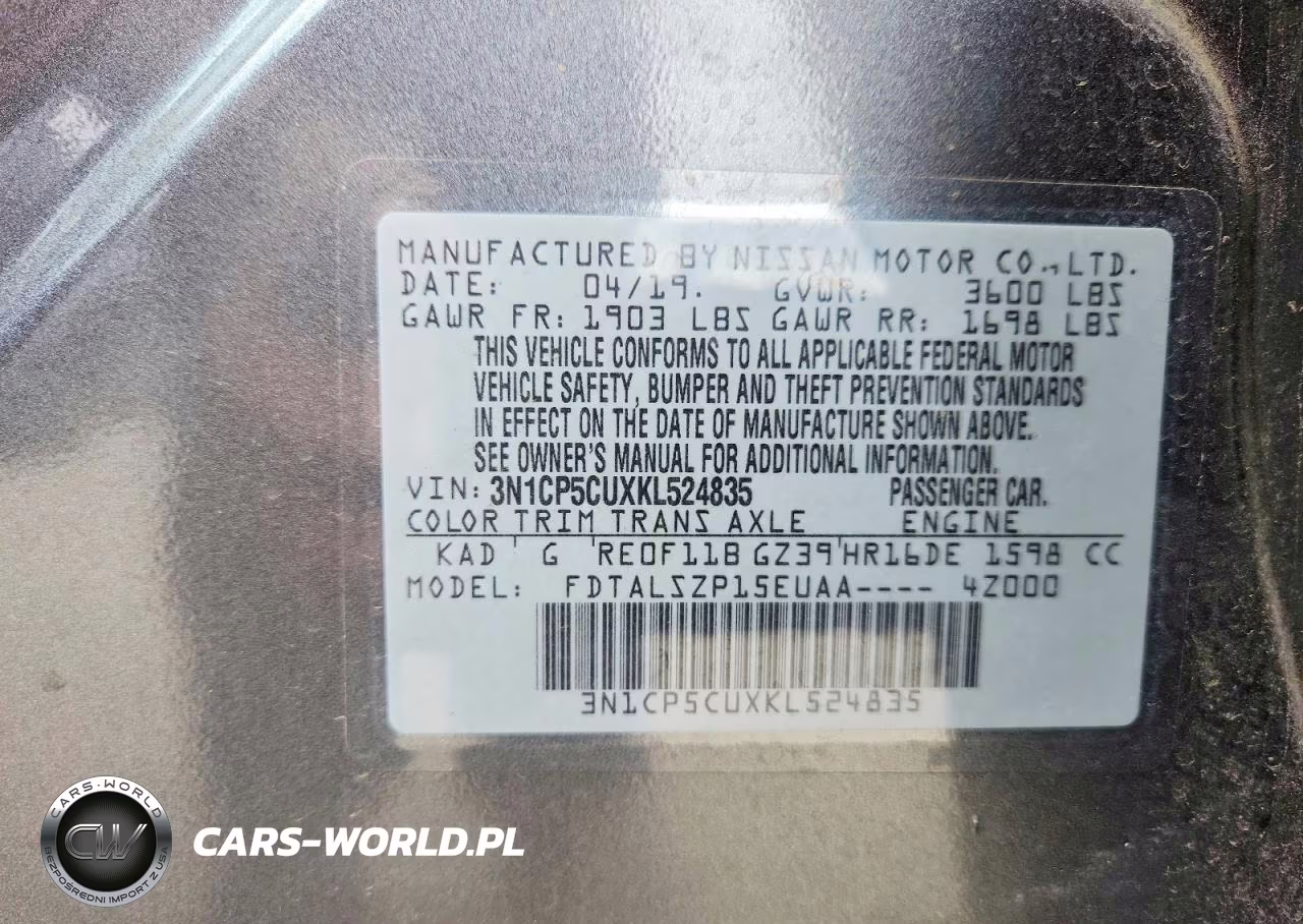 2019 Nissan Kicks Sv VIN:3N1CP5CUXKL524835 - 12