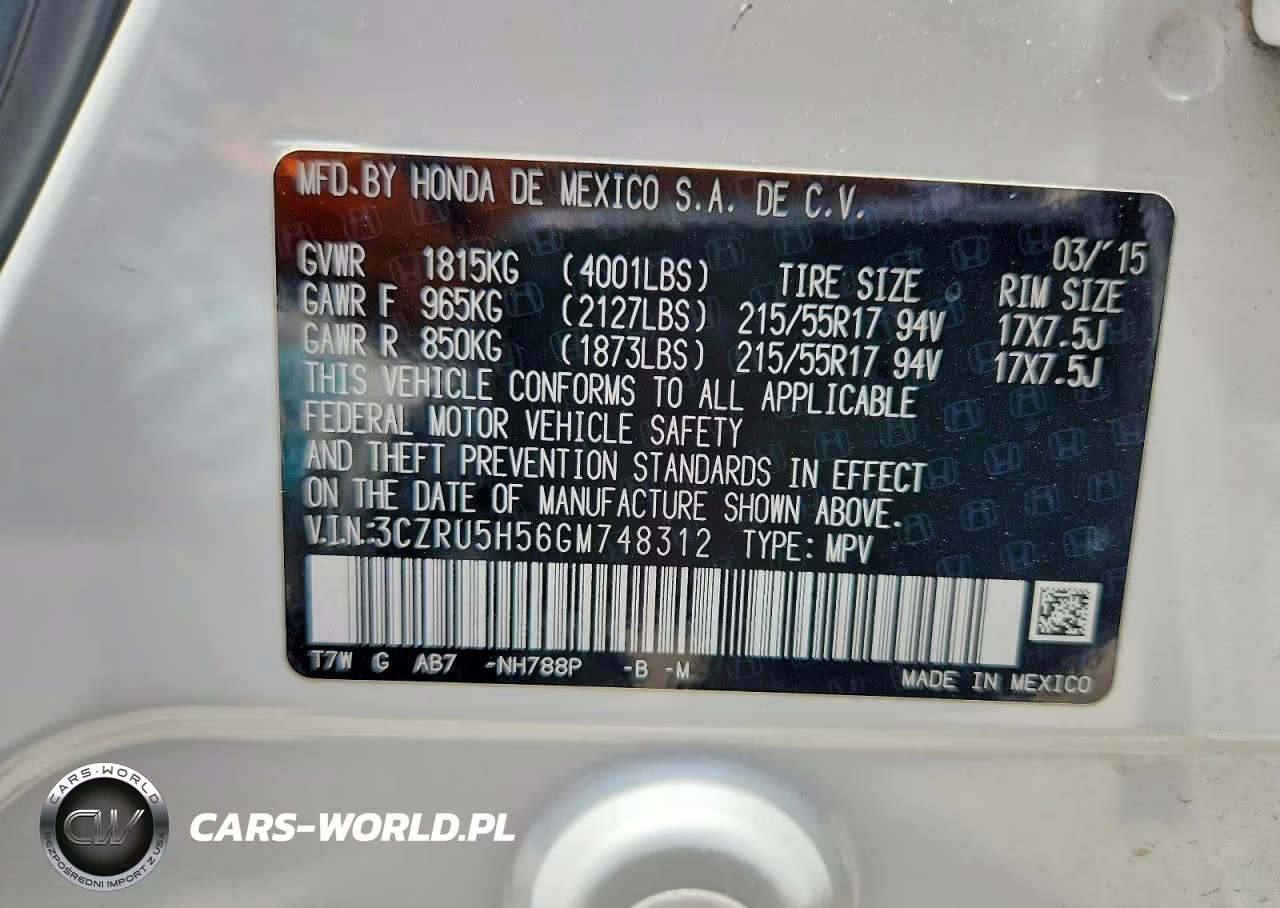 2016 Honda Hr-V Ex VIN:3CZRU5H56GM748312 - 12