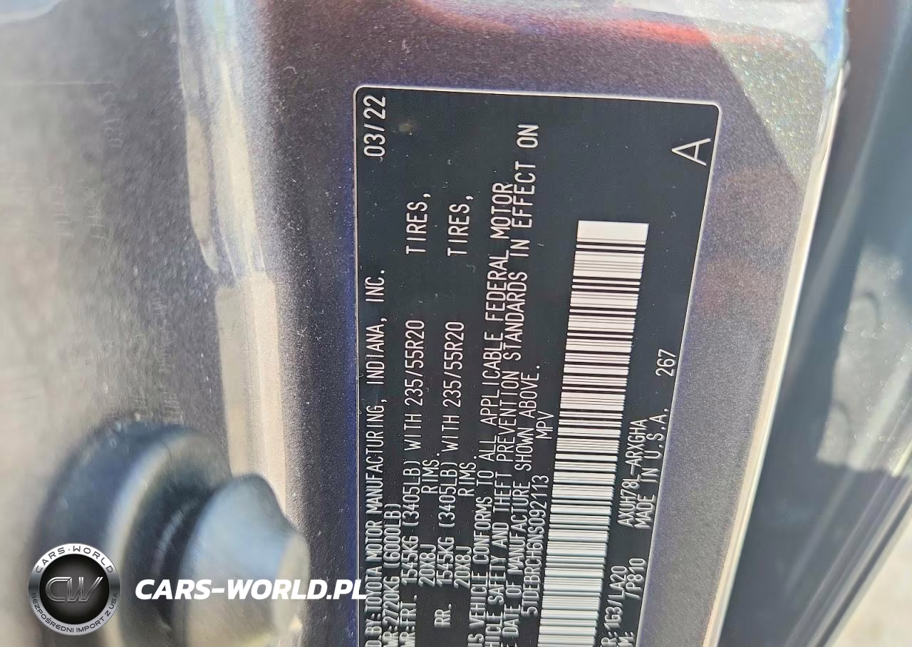 2022 Toyota Highlander Hybrid Platinum VIN:5TDEBRCH6NS092113 - 13