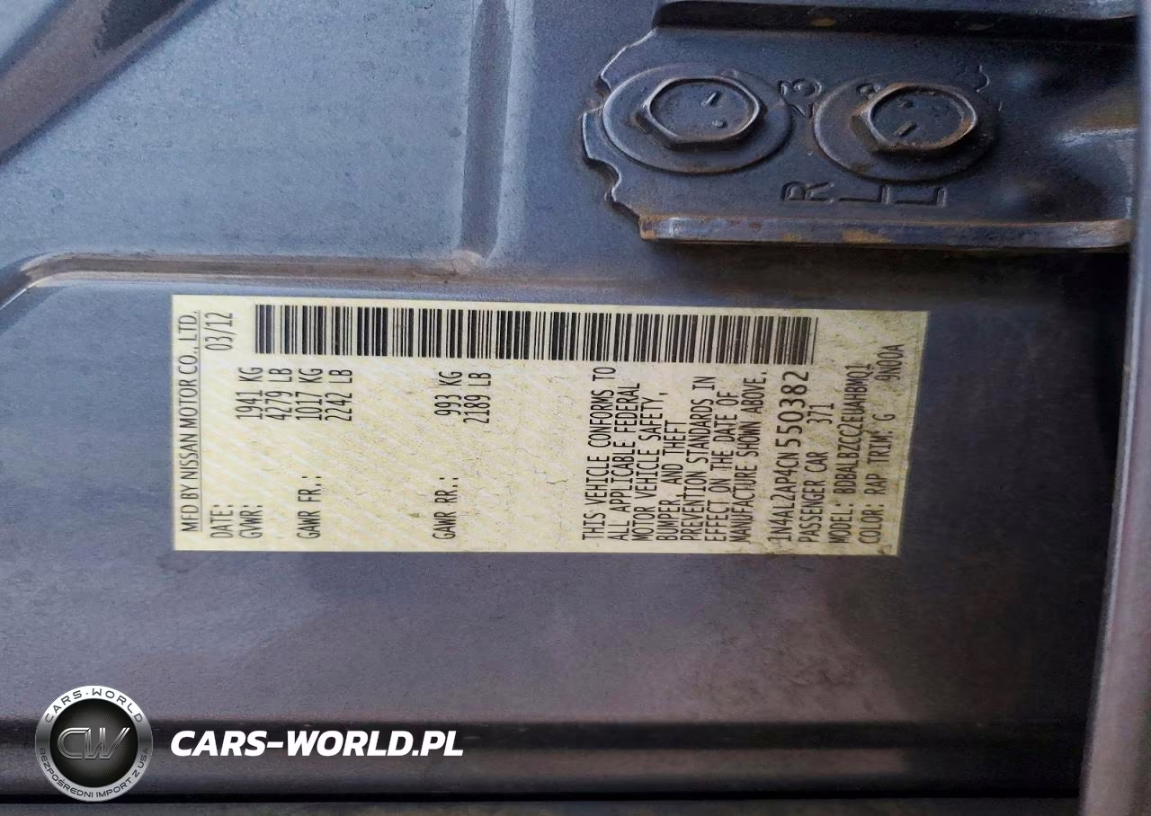 2012 Nissan Altima 2.5 VIN:1N4AL2AP4CN550382 - 12