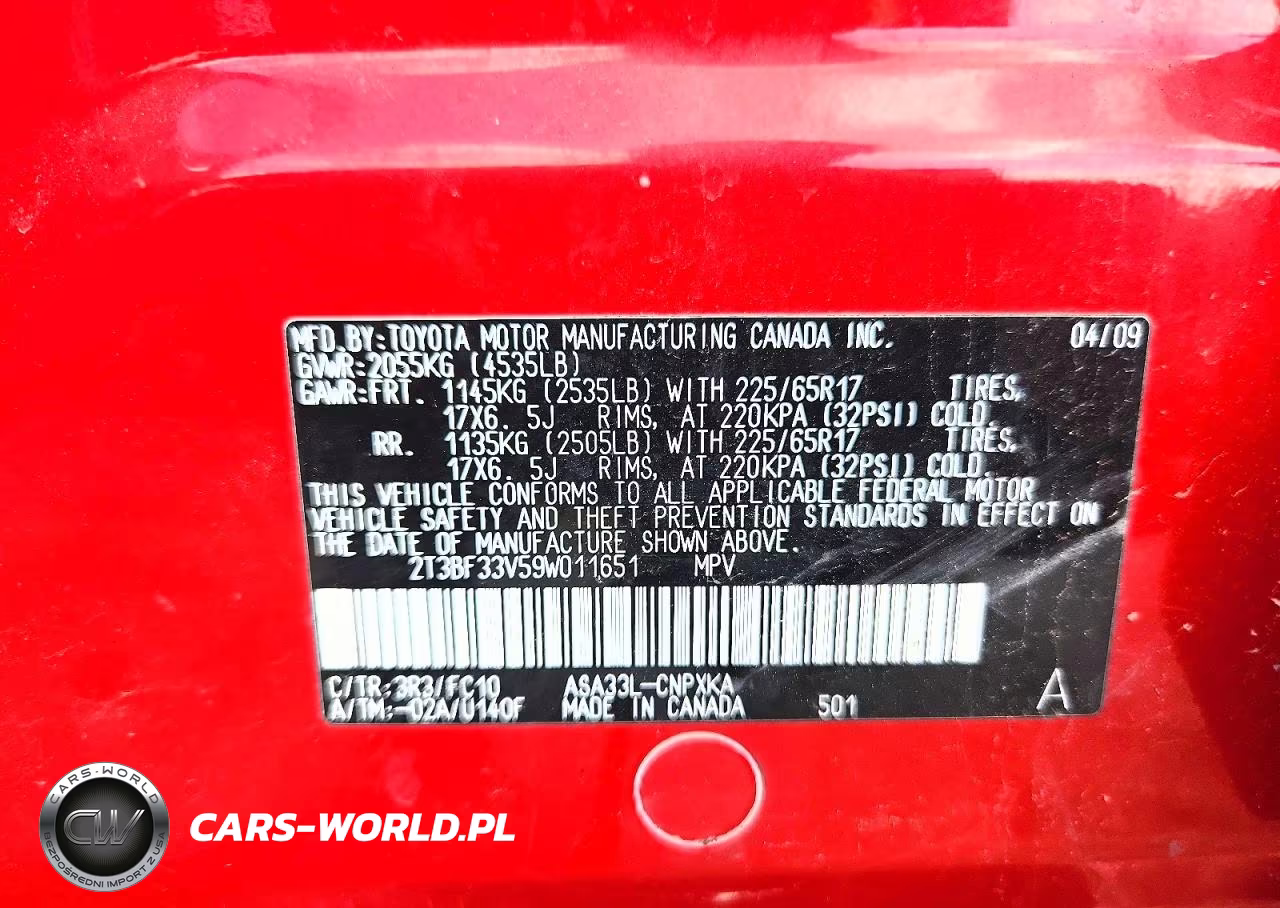 2009 Toyota Rav4 Base VIN:2T3BF33V59W011651 - 13