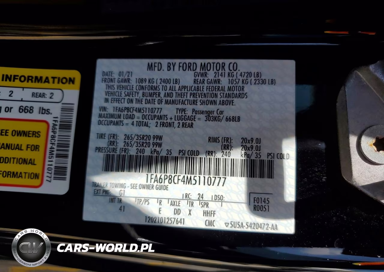 2021 Ford Mustang Gt VIN:1FA6P8CF4M5110777 - 12