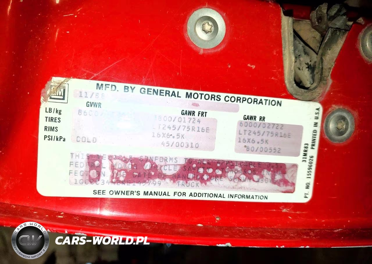 1989 Chevrolet Gmt-400 C3500 VIN:1GCGC34N2KE145799 - 12