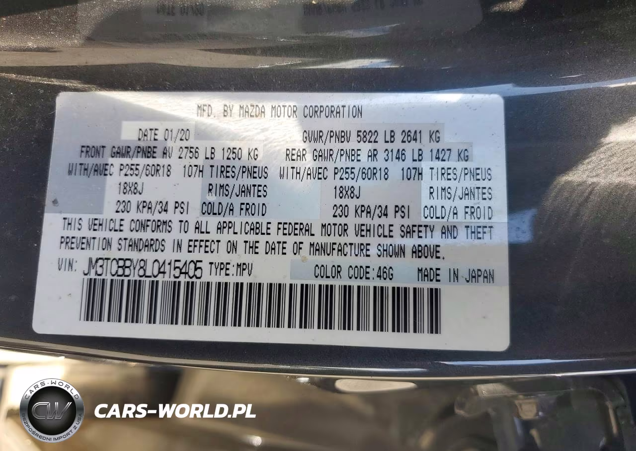 2020 Mazda Cx-9 Sport VIN:JM3TCBBY8L0415405 - 12