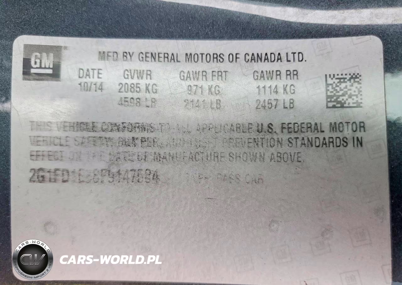 2015 Chevrolet Camaro Lt VIN:2G1FD1E38F9147584 - 12