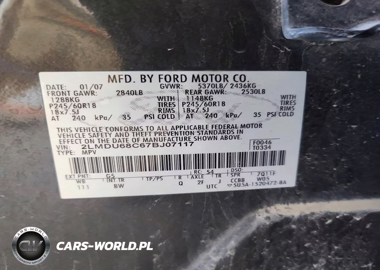 2007 Lincoln Mkx VIN:2LMDU68C67BJ07117 - 13