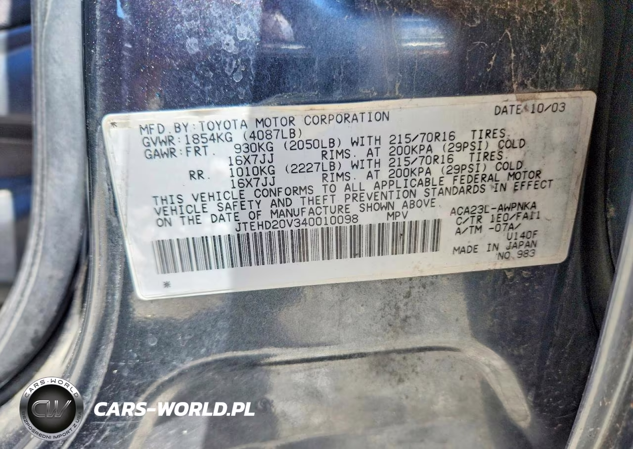 2004 Toyota Rav4 Base VIN:JTEHD20V340010098 - 12