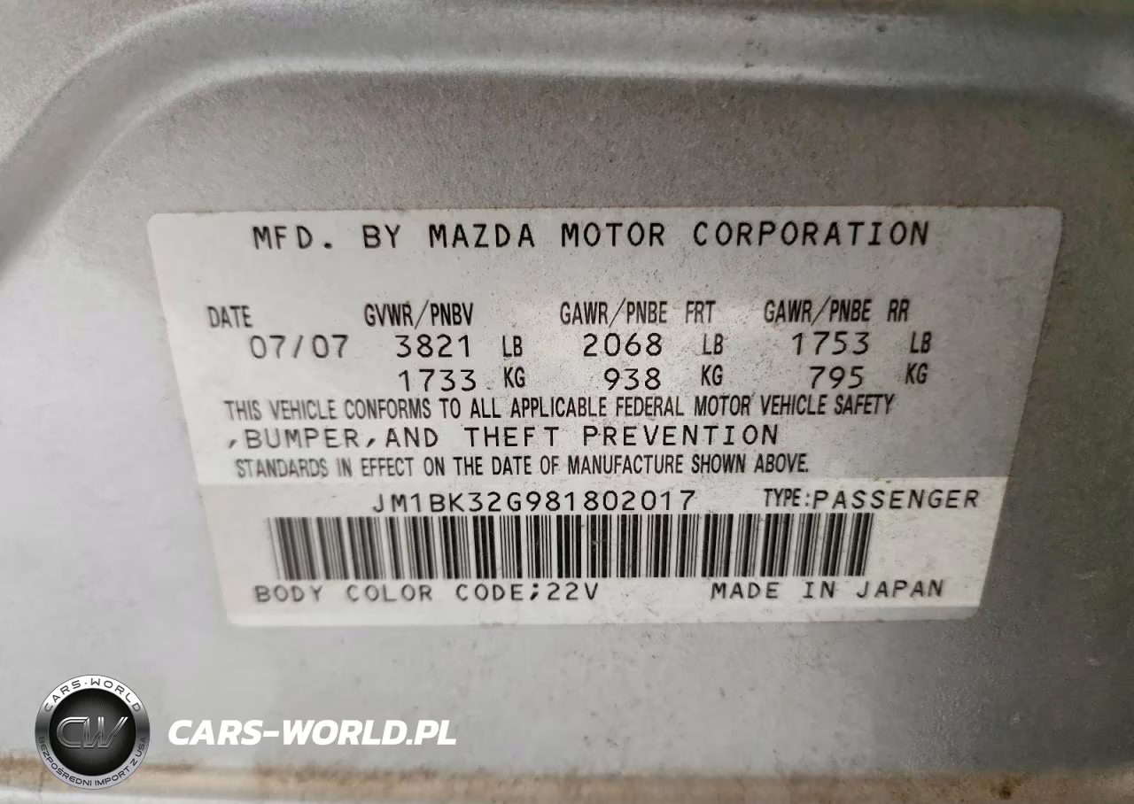 2008 Mazd Mazda3 Sport VIN:JM1BK32G981802017 - 12